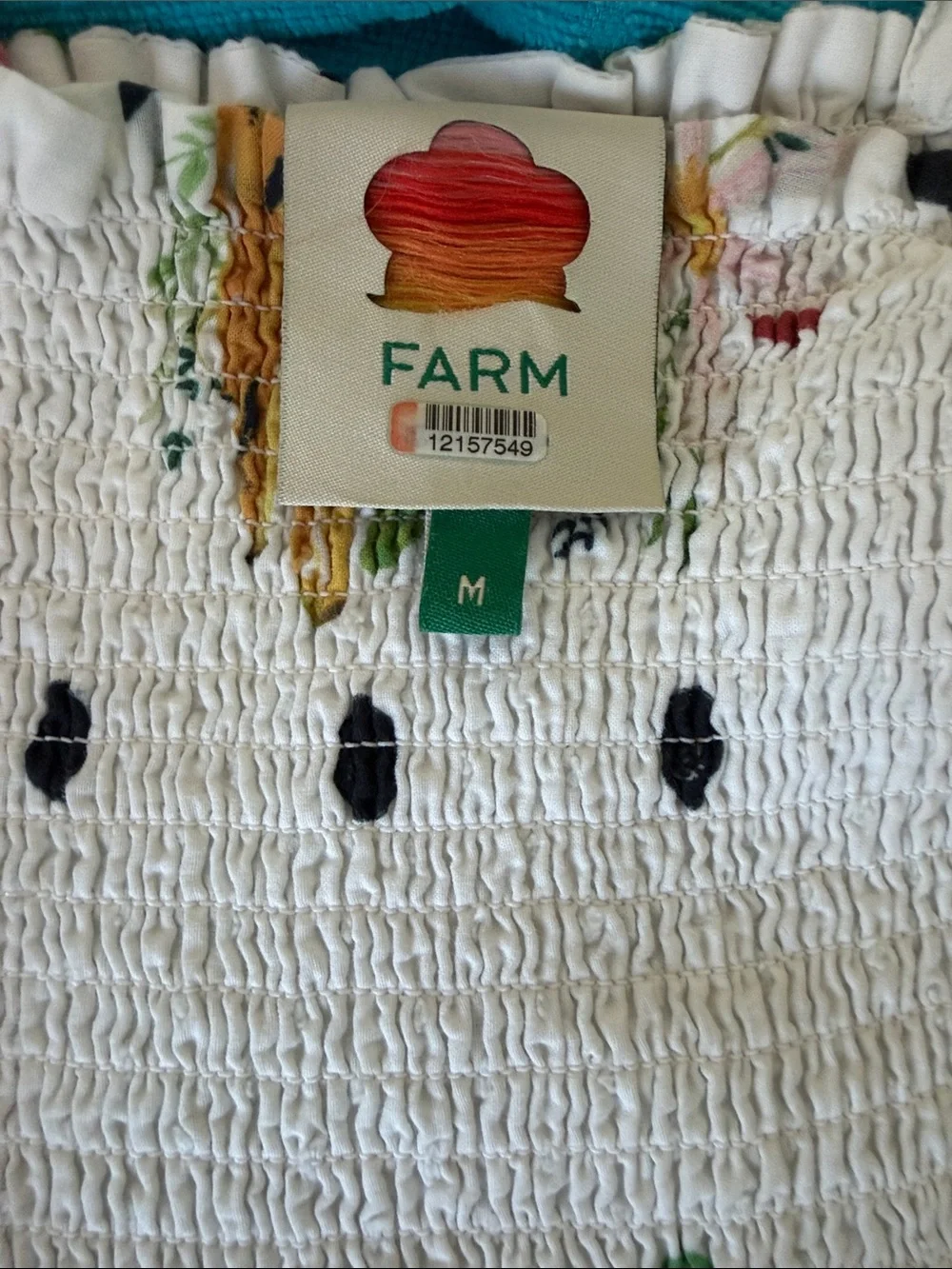 FARM Rio Nanaju Dress Floral Polka Sleeveless Smocked Tiered Midi White Medium - Picture 3 of 7